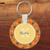 Monogrammed Flower Sleutelhanger (Voorkant)