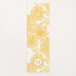 Monogrammed Flowers Pattern Yoga Mat