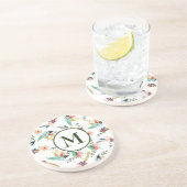 Monogrammed Flowers Pattern Zandsteen Onderzetter (Zijkant)