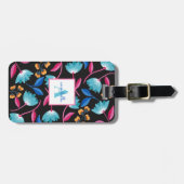 Monogrammed Folk Art Floral Pattern Bagagelabel (Voorkant horizontaal)