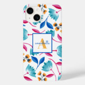 Monogrammed Folk Art Floral Pattern Case-Mate iPhone Case (Achterkant)