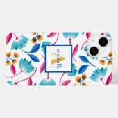 Monogrammed Folk Art Floral Pattern Case-Mate iPhone Case (Achterkant (horizontaal))