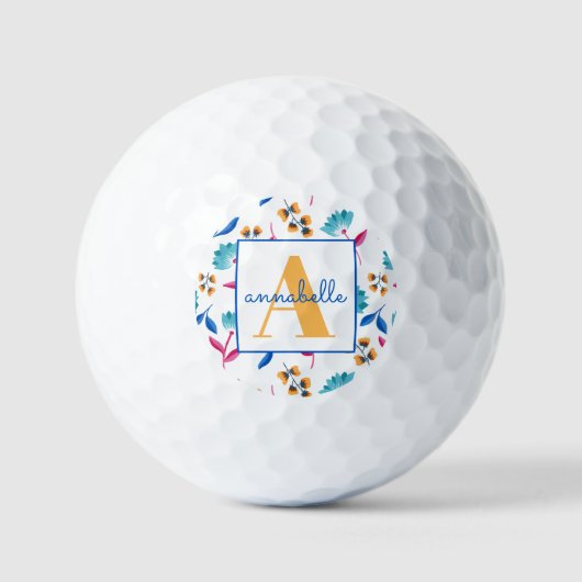 Monogrammed Folk Art Floral Pattern Golfballen (Voorkant)