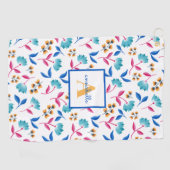 Monogrammed Folk Art Floral Pattern Golfhanddoek (Horizontaal)