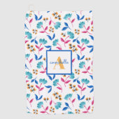 Monogrammed Folk Art Floral Pattern Golfhanddoek (Voorkant)