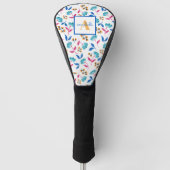 Monogrammed Folk Art Floral Pattern Golfheadcover (Voorkant)