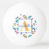 Monogrammed Folk Art Floral Pattern Pingpongbal (Voorkant)