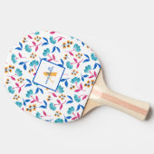 Monogrammed Folk Art Floral Pattern Tafeltennisbatje (Zijkant)
