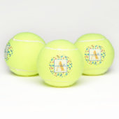 Monogrammed Folk Art Floral Pattern Tennisballen (Multi)