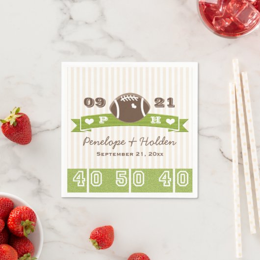 Monogrammed Football bruiloft Servet (Insitu)