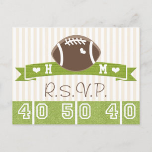 Monogrammed Football Wedding RSVP Briefkaart