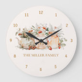 Monogrammed Forest Floral Botanical Family Name Grote Klok (Voorkant)