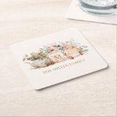 Monogrammed Forest Floral Botanical Family Name Kartonnen Onderzetters (Schuin)