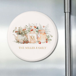 Monogrammed Forest Floral Botanical Family Name Magneet