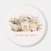 Monogrammed Forest Floral Botanical Family Name Magneet (Voorkant)