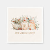 Monogrammed Forest Floral Botanical Family Name Servet (Voorkant)