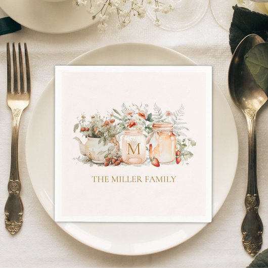 Monogrammed Forest Floral Botanical Family Name Servet