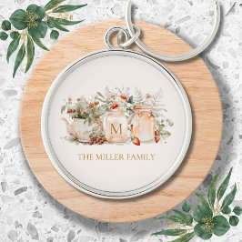 Monogrammed Forest Floral Botanical Family Name Sleutelhanger