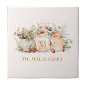 Monogrammed Forest Floral Botanical Family Name Tegeltje (Voorkant)