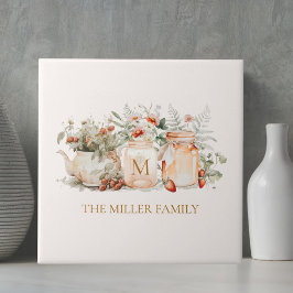 Monogrammed Forest Floral Botanical Family Name Tegeltje