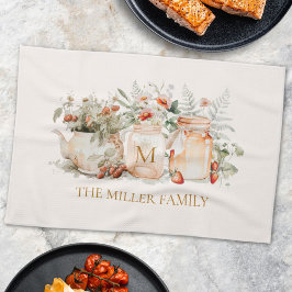 Monogrammed Forest Floral Botanical Family Name Theedoek