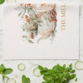 Monogrammed Forest Floral Botanical Family Name Theedoek (Gevouwen)