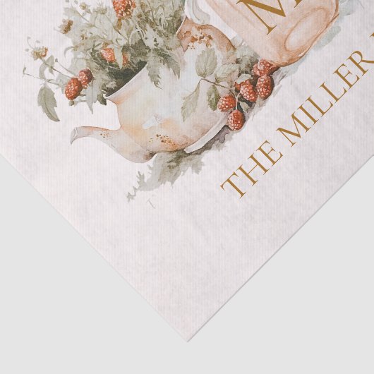 Monogrammed Forest Floral Botanical Family Name Tissuepapier (Detail)