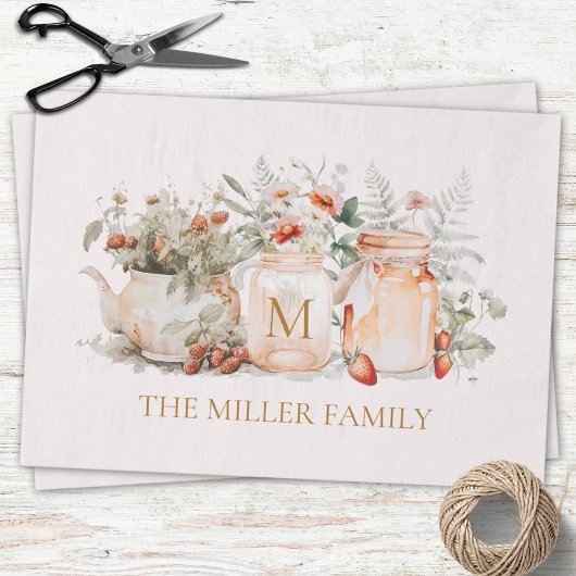 Monogrammed Forest Floral Botanical Family Name Tissuepapier