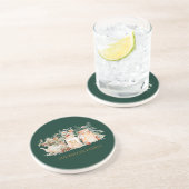 Monogrammed Forest Floral Botanical Family Name Zandsteen Onderzetter (Zijkant)