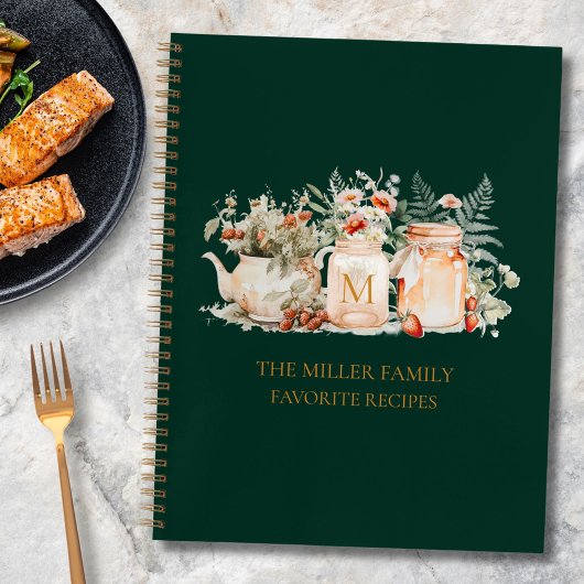 Monogrammed Forest Floral Botanical Family Recept Notitieboek