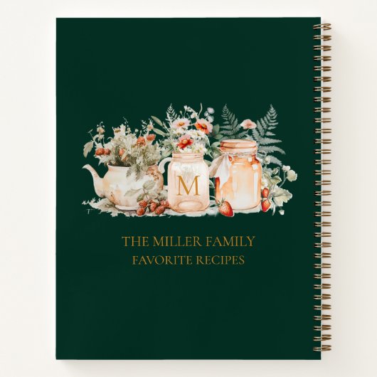 Monogrammed Forest Floral Botanical Family Recept Notitieboek (Achterkant)