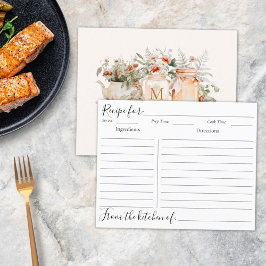 Monogrammed Forest Floral Botanical Recept Kaart