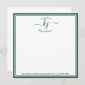 Monogrammed Forest Green van het bureau van Bedankkaart (Voorkant / Achterkant)