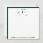 Monogrammed Forest Green van het bureau van Bedankkaart (Voorkant)