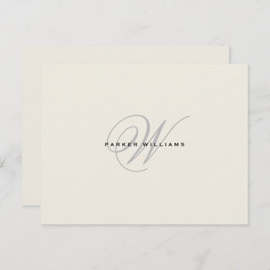 Monogrammed Formele Harde Dank u Kaart (Voorkant / Achterkant)