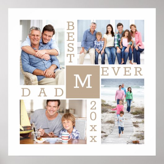 Monogrammed Foto Collage Beste vader ooit Poster (Voorkant)