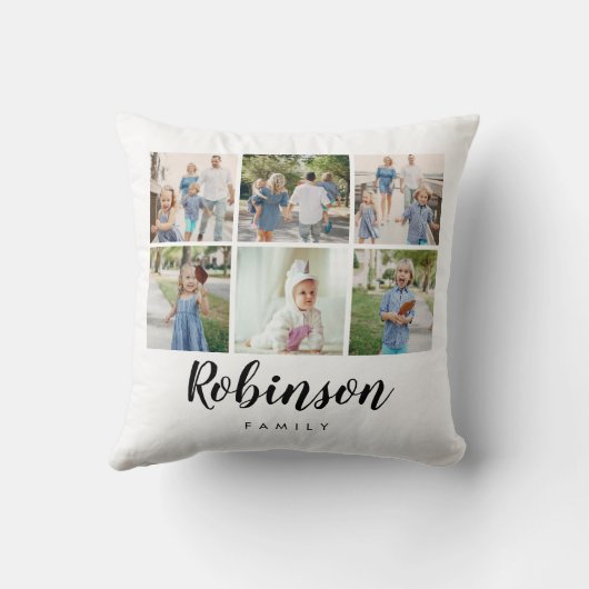 Monogrammed Foto Collage Classic Family | Kussen (Achterkant)