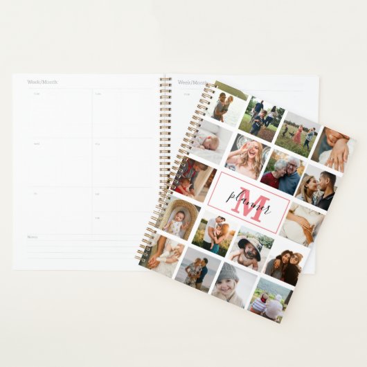 Monogrammed Foto Collage Personalized 2022 Planner (Display)