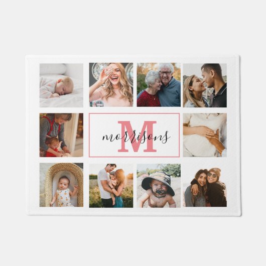 Monogrammed Foto Collage Persoonlijke Doormat Deurmat (Voorkant)