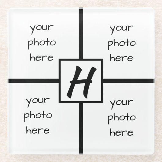 Monogrammed Foto Glazen Onderzetter (Voorkant)