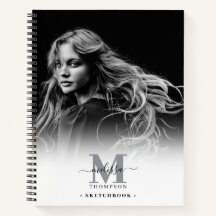 Monogrammed Foto Zwart Wit Artiest Sketchbook