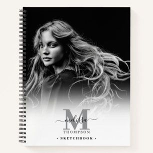 Monogrammed Foto Zwart Wit Artiest Sketchbook Notitieboek