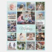 Monogrammed Fotocollage Blauwgroen Blauw & Grijs S Fleece Deken (Voorkant)