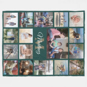 Monogrammed Fotocollage Elegant Groen en Goud Fleece Deken (Voorkant (Horizontaal))