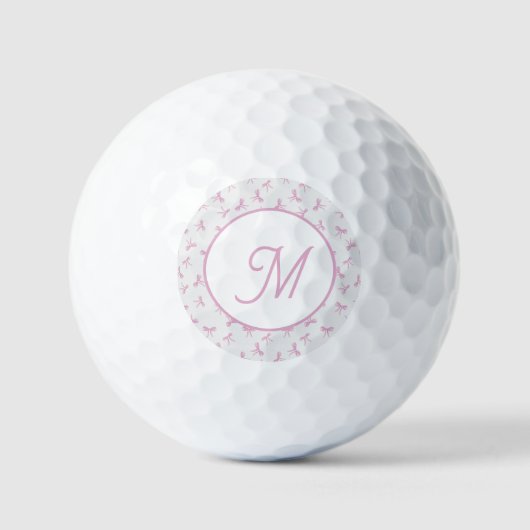 Monogrammed Frilly Coquette Pink watercolor Bow Golfballen (Voorkant)