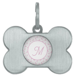 Monogrammed Frilly Coquette Pink watercolor Bow  Huisdieren Naamplaatje
