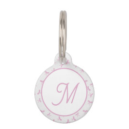 Monogrammed Frilly Coquette Pink watercolor Bow  Huisdierpenning