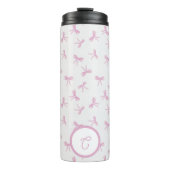 Monogrammed Frilly Coquette Pink watercolor Bow  Thermosbeker (Voorkant)