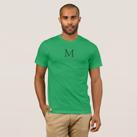 Monogrammed Front Design Elegant Kelly Green T-shirt (Voorkant volledig)