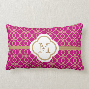 Monogrammed Fuchsia and Gold Moroccan Kussen